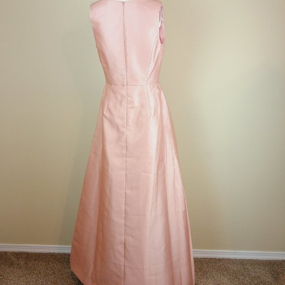 Alfred Sung Sleeveless V-Neck Dress Women's Size 6 Toasted Sugar Satin D778 - Picture 5 of 9